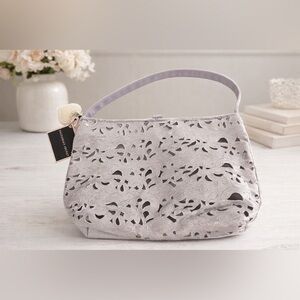 Victoria's Secret Gray Velvet Floral Cut-Out Shoulder Bag